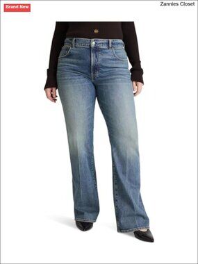 High Rise Flare Jeans Fitted Cotton Blend Vintage Style